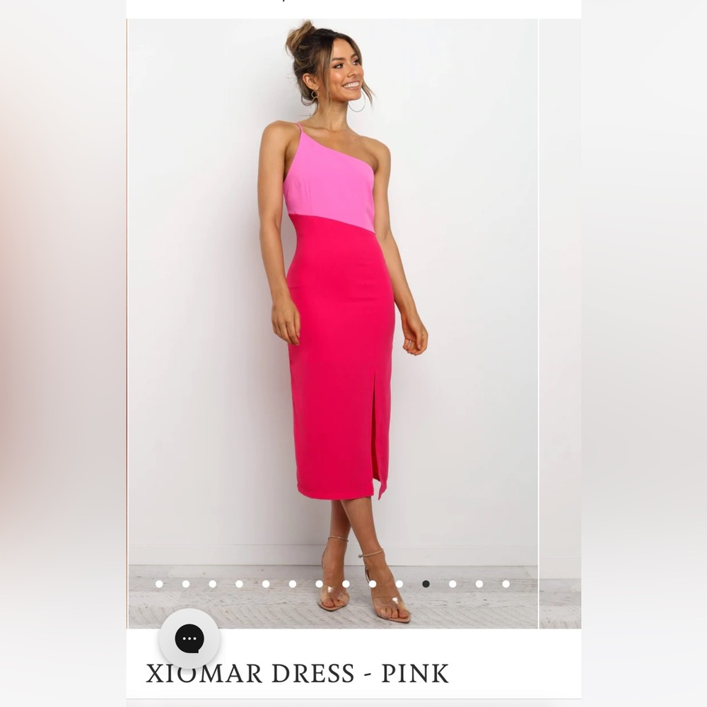 Petal & Pup Xiomar Midi One Shoulder Pink Dress Size 4